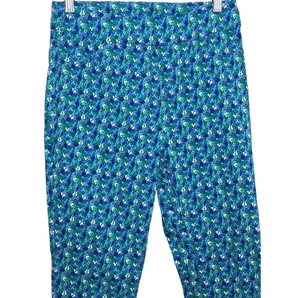 Soft Surroundings Blue Floral Cropped Pull On Pants Size PS Petite Small - Picture 2 of 12